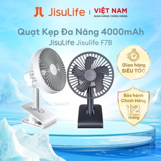 Quạt Kẹp Đa Năng Jisulife F7B Cao Cấp Mát 360 Độ | Pin 4000mAh Sạc Nhanh Sử Dụng Đến 12h | Chính Hãng - BH 12 Tháng