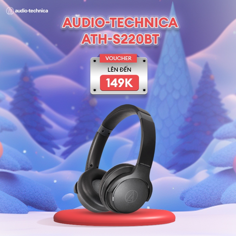 Tai nghe Bluetooth Audio-Technica ATH-S220BT |60H Sử Dụng |Bluetooth 5.0 | Kết Nối 2 Thiết Bị |Hàng Chính Hãng