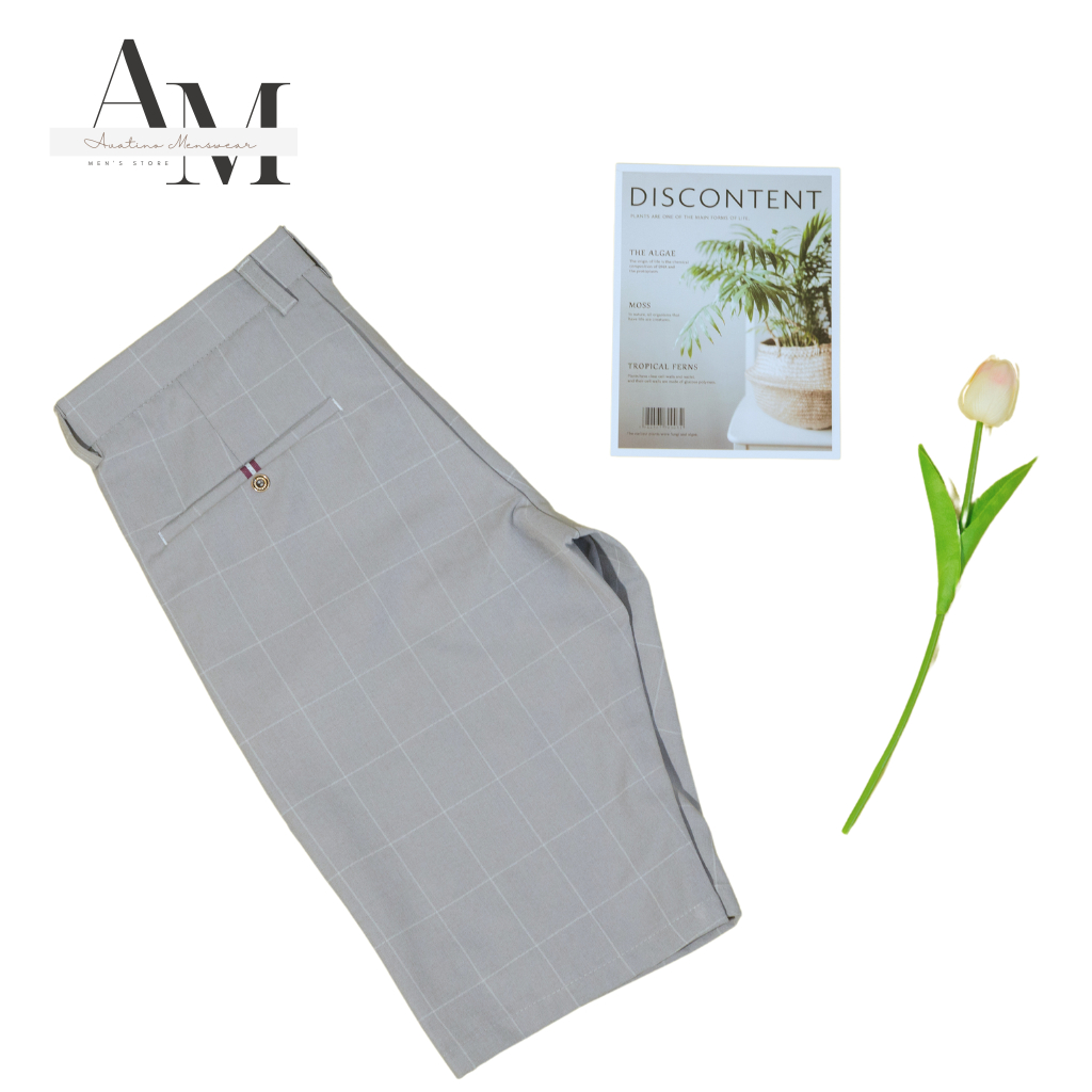 Quần Short Nam Tây Âu Avatino Menswear Sọc Caro, Vải Cotton 2 Chiều Co Dãn Cao Cấp