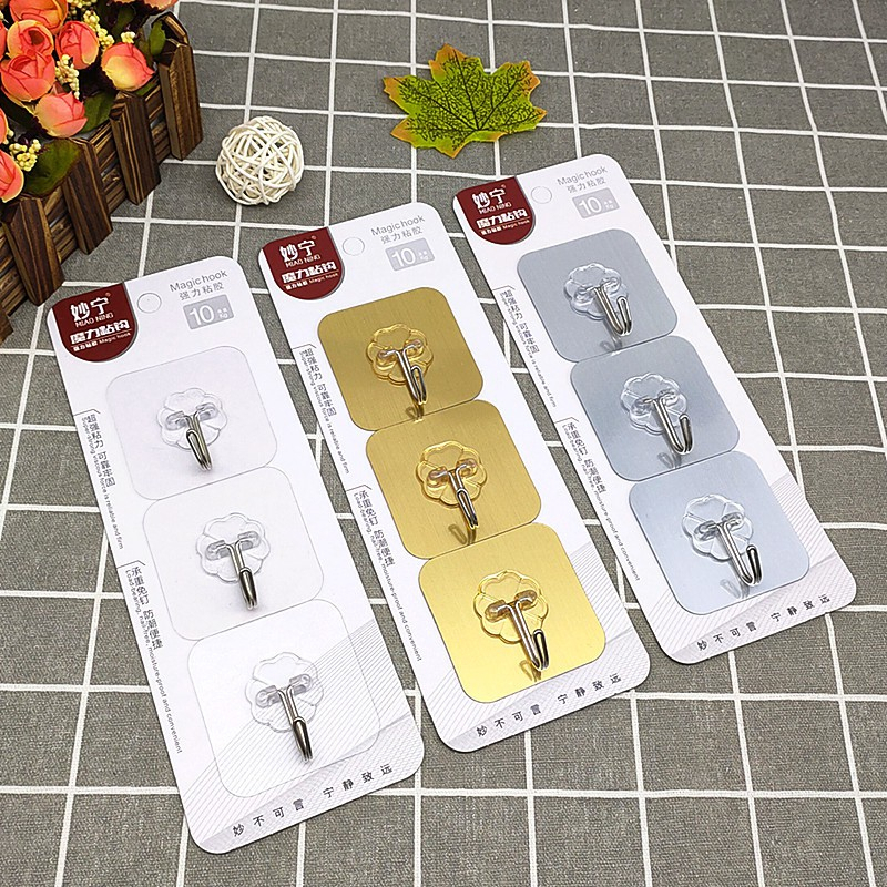 Vỉ 3 Móc Dán Tường Cao Cấp Siêu Dính Chịu Lực Tốt 6x6 cm A433