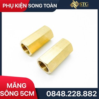 Măng Sông Đều & Hai Đầu Ren Trong - Bước Ren BSP G 1/2 21 DN15 Chiều Dài 5cm - Đồng Thau (Female Brasle hexagon nipple)