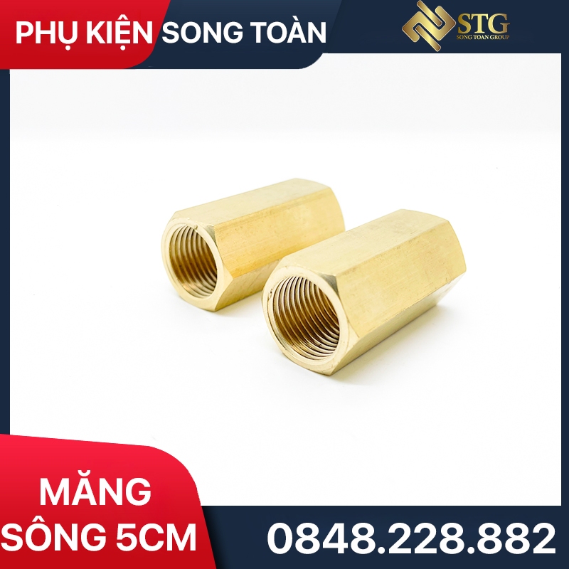 Măng Sông Đều & Hai Đầu Ren Trong - Bước Ren BSP G 1/2 21 DN15 Chiều Dài 5cm - Đồng Thau