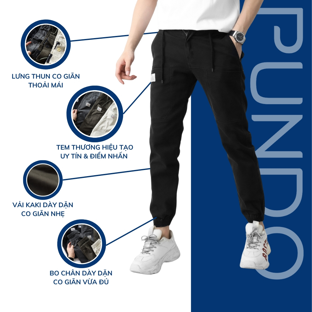 Quần jogger nam PUNDO chất kaki mềm mịn, màu basic dễ phối ,phong cách trẻ trung năng động QDPD08