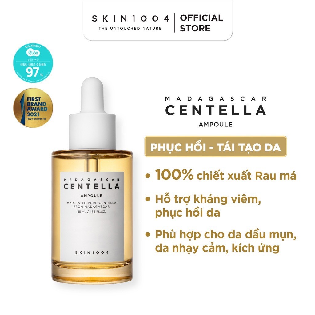 Combo Skin1004 Madagascar Centella Tinh Chất Rau Má 55ml và Kem Dưỡng Soothing Cream 75ml