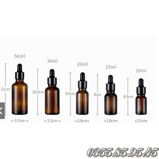 Chai thủy tinh NÂU nắp bóp ĐEN 5ml 10ml 15ml 20ml 30ml 50ml 100ml - Lọ đựng serum, tinh dầu, mỹ phẩm