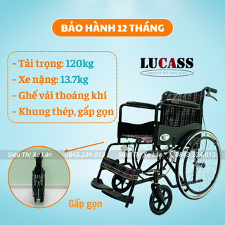 Xe lăn cho người già lucass x75j - xe lăn có phanh có thể gấp gọn | bảo hành khung xe 12 tháng