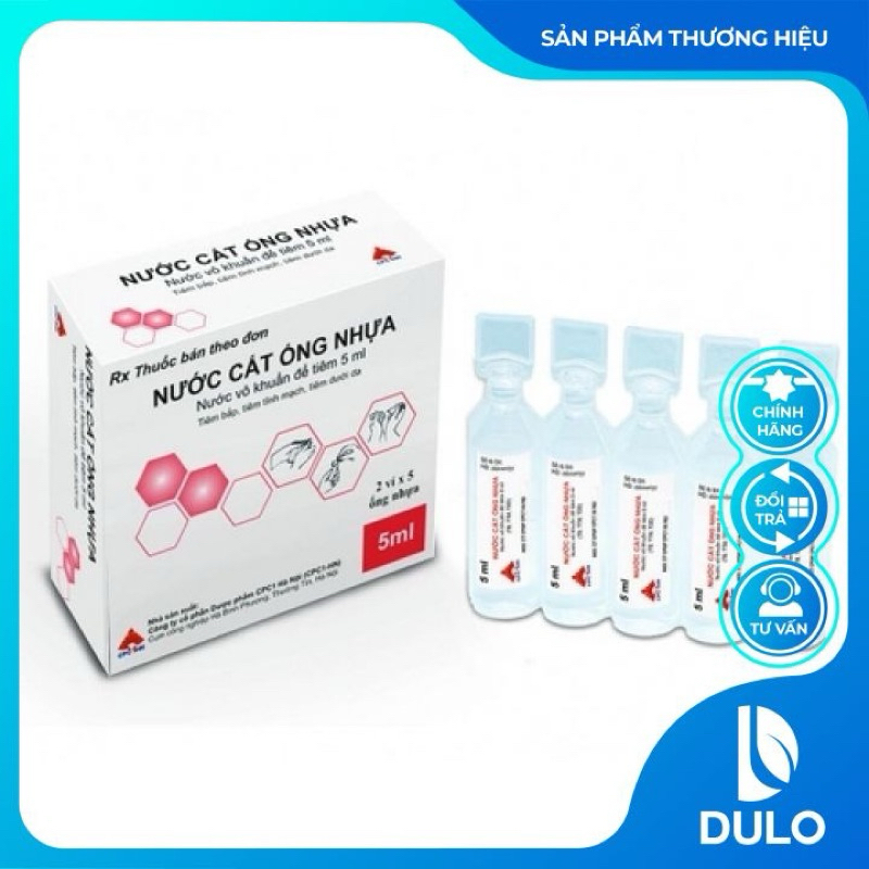 Nước cất tiêm ống nhựa 5ml - CPC1HN - Dung môi, nước cất hòa tan