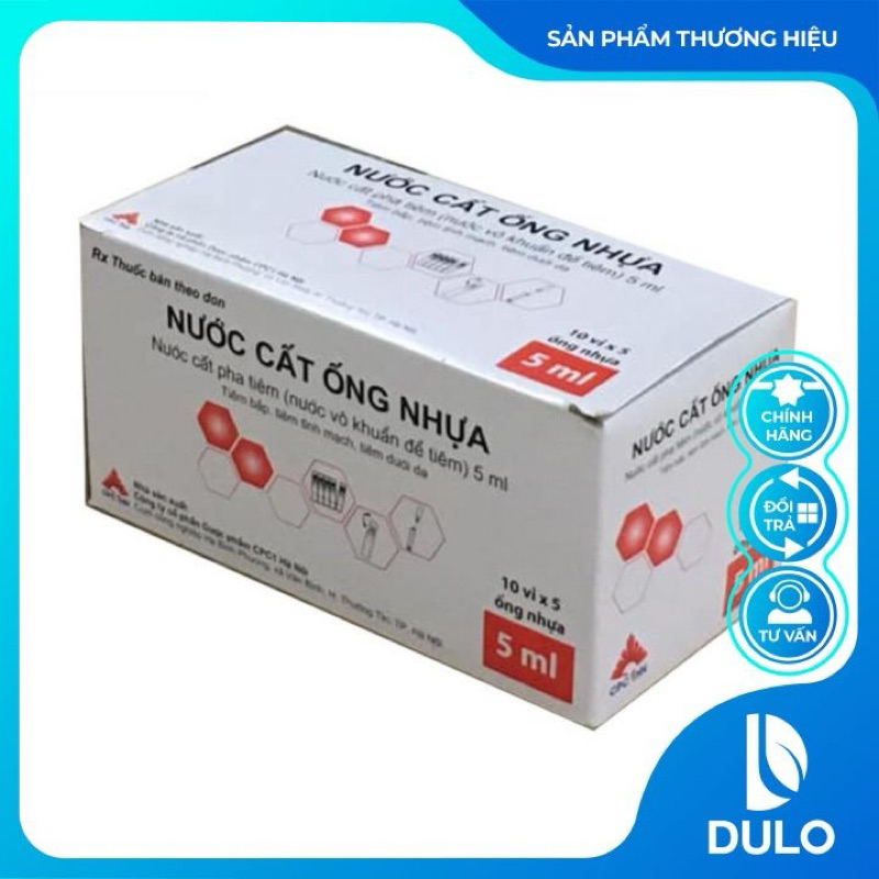 Nước cất tiêm ống nhựa 5ml - CPC1HN - Dung môi, nước cất hòa tan