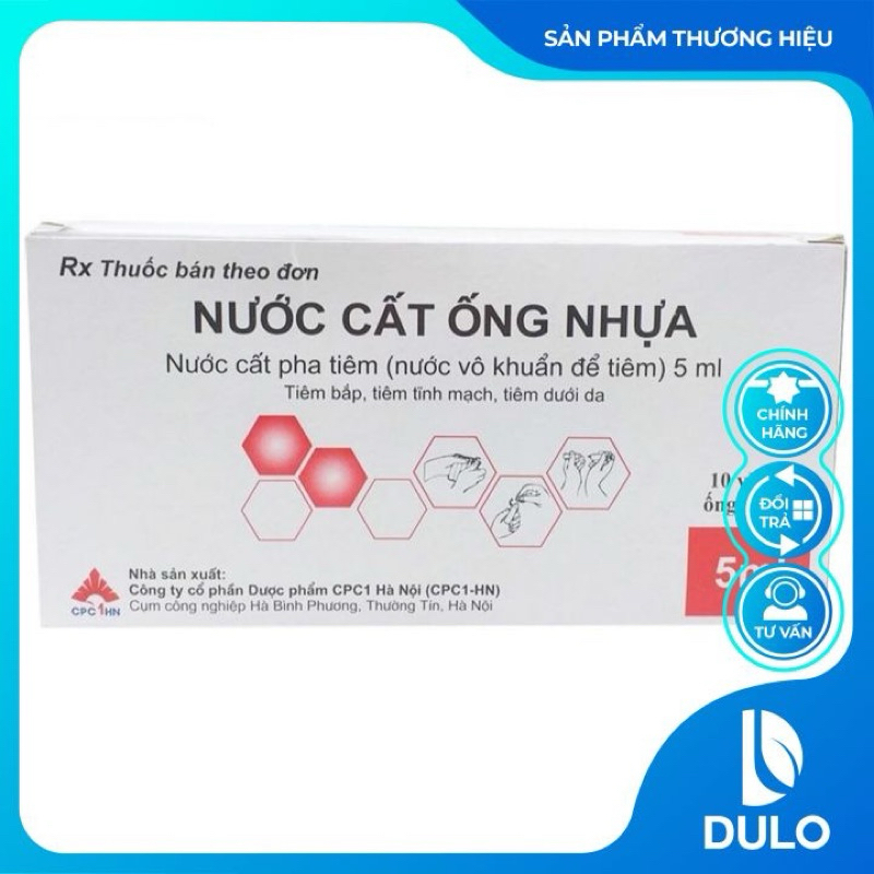 Nước cất tiêm ống nhựa 5ml - CPC1HN - Dung môi, nước cất hòa tan