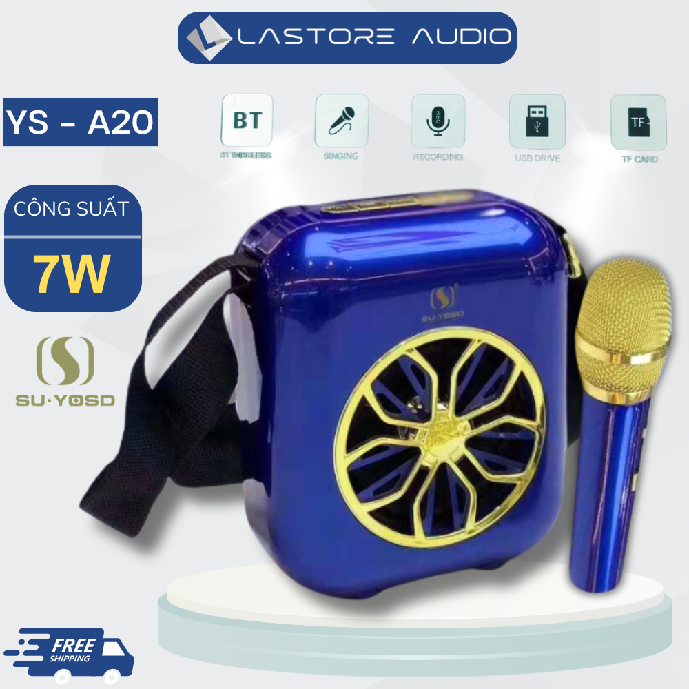 Loa Hát Karaoke YS-A20 Kèm Mic Không Dây / Loa Bluetooth Mini Kiêm Loa Trợ Giảng Có Dây Đeo Tiện Lợi