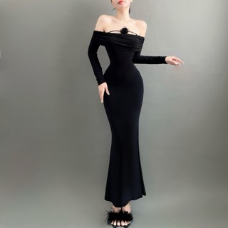 TADstore - Andea Dress đầm maxi trễ vai tay dài