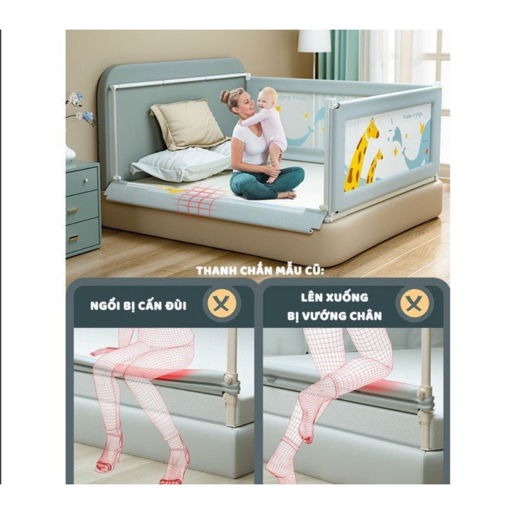 Thanh chắn giường cho bé 2023 nâng hạ 1 bên, thanh chắn giường cao 103cm có 3 màu. (1 THANH CHẮN 1 MẶT)