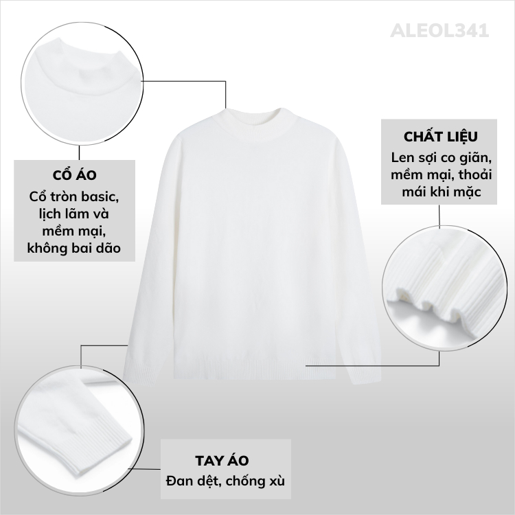 Áo len nam cổ ba phân dày dặn ấm áp áo trơn màu chống xù chống bai dão 360 Boutique - ALEOL430