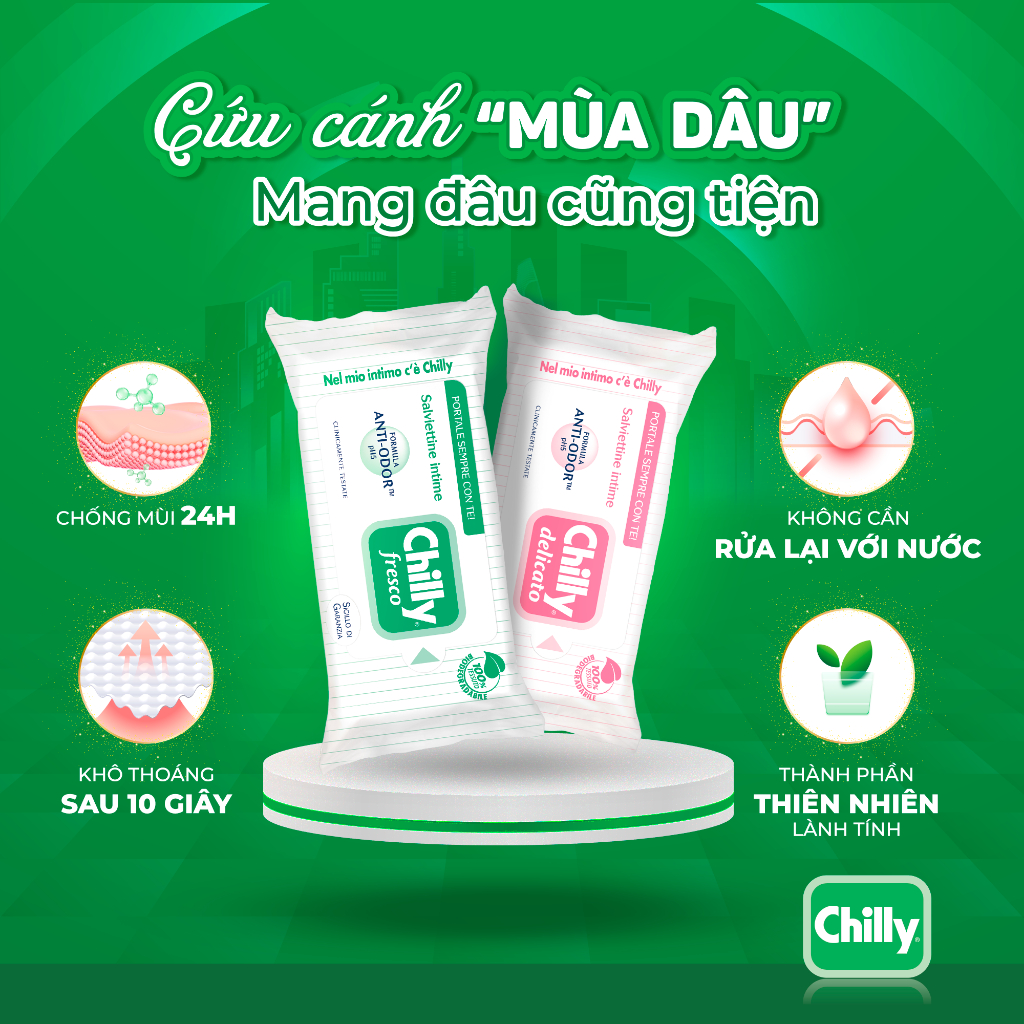 Combo Khăn lau phụ khoa Chilly Fresco và Delicato chiết xuất lô hội, bạc hà dưỡng mềm mại, làm sạch khử mùi 2 gói x12 tờ