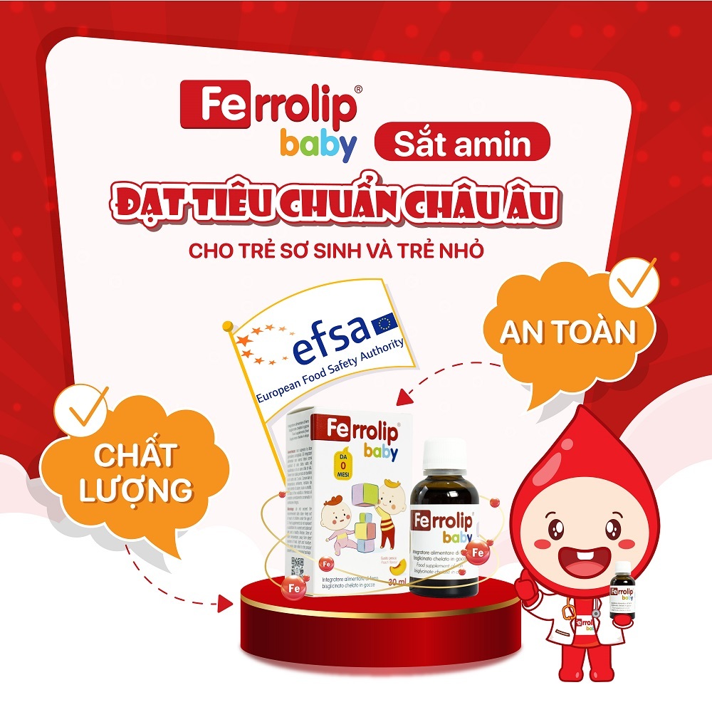 Sắt Ferrolip Baby dạng siro vị đào thơm ngon lọ 30 mL