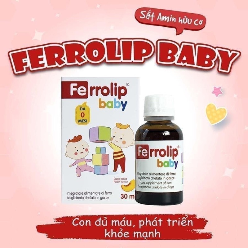 Sắt Ferrolip Baby dạng siro vị đào thơm ngon lọ 30 mL