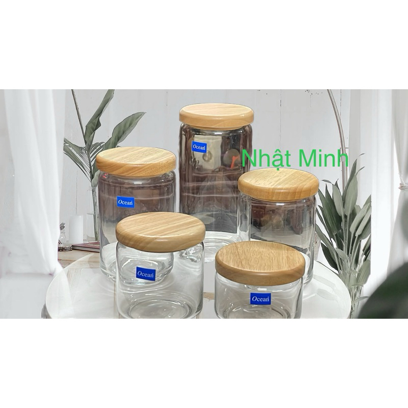 LỌ THUỶ TINH NẮP GỖ ĐỰNG KẸO - HŨ THUỶ TINH OCEAN 325ml/500ml/650ml750ml/1000ml