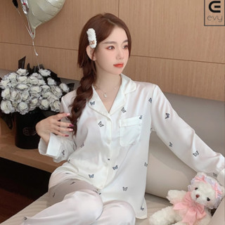 Bộ đồ mặc nhà dài tay xinh xắn, bộ đồ lụa vân xước Quảng Châu tiểu thư cao cấp BN32