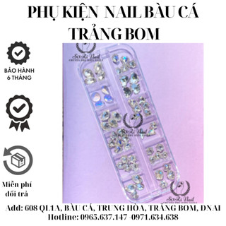Set đá khối 50 viên mix màu mix size đính móng, phụ kiện nail -