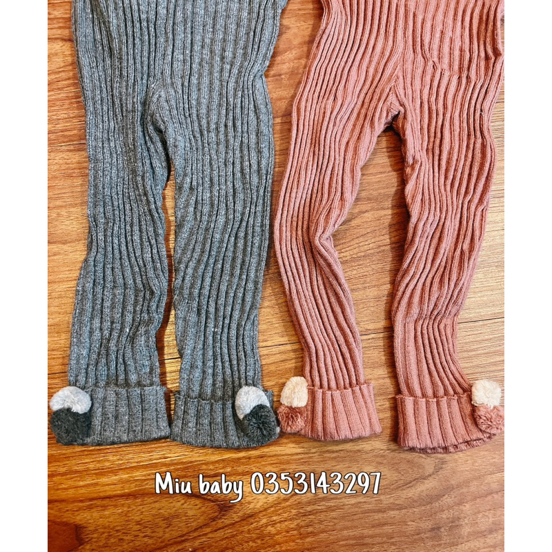 Quần len cục bông bé gái 2 màu xuất du Z@r@