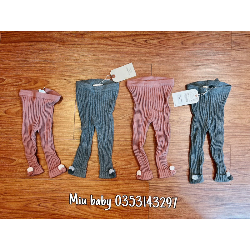 Quần len cục bông bé gái 2 màu xuất du Z@r@