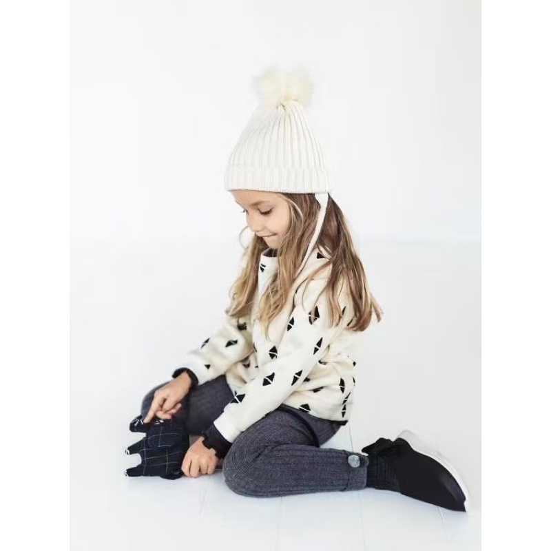 Quần len cục bông bé gái 2 màu xuất du Z@r@