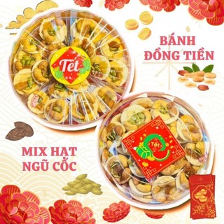 Bánh đồng tiền mix hạt dinh dưỡng ngũ cốc healthy - Hộp Xuân 450gram - snack ăn vặt
