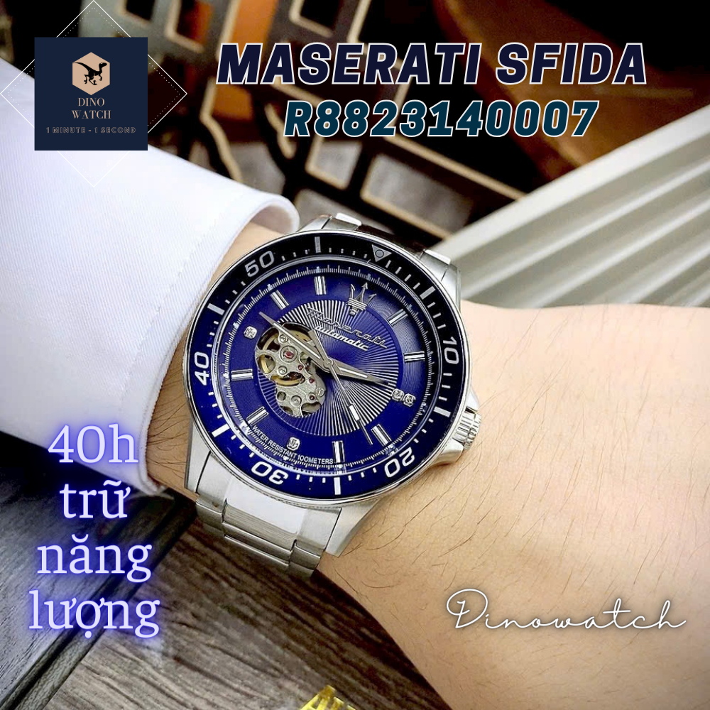 Đồng Hồ Nam Maserati Sfida R8823140007 Dây Thép Mặt Xanh , Máy Automatic , Size 44mm