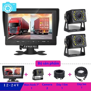 Bộ camera màn hình 7 inch ahd, thẻ 32g, camera ahd 720p, điện 12 - 24v, xem cùng lúc 2 camera hn01