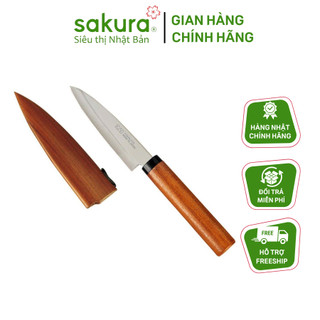 KAI- Dao gọt hoa quả có nắp đậy, cán gỗ