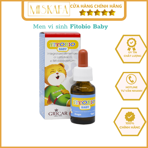 Fitobio Baby Men vi sinh nhỏ giọt cho bé, Giúp Bổ Sung Lợi Khuẩn Cho Bé, Giảm Rối Loạn Tiêu Hoá, Ngăn Ngừa Táo Bón (15ml