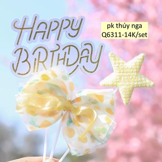 Set 3 chi tiết nơ vải ngôi sao vải chữ hpbd