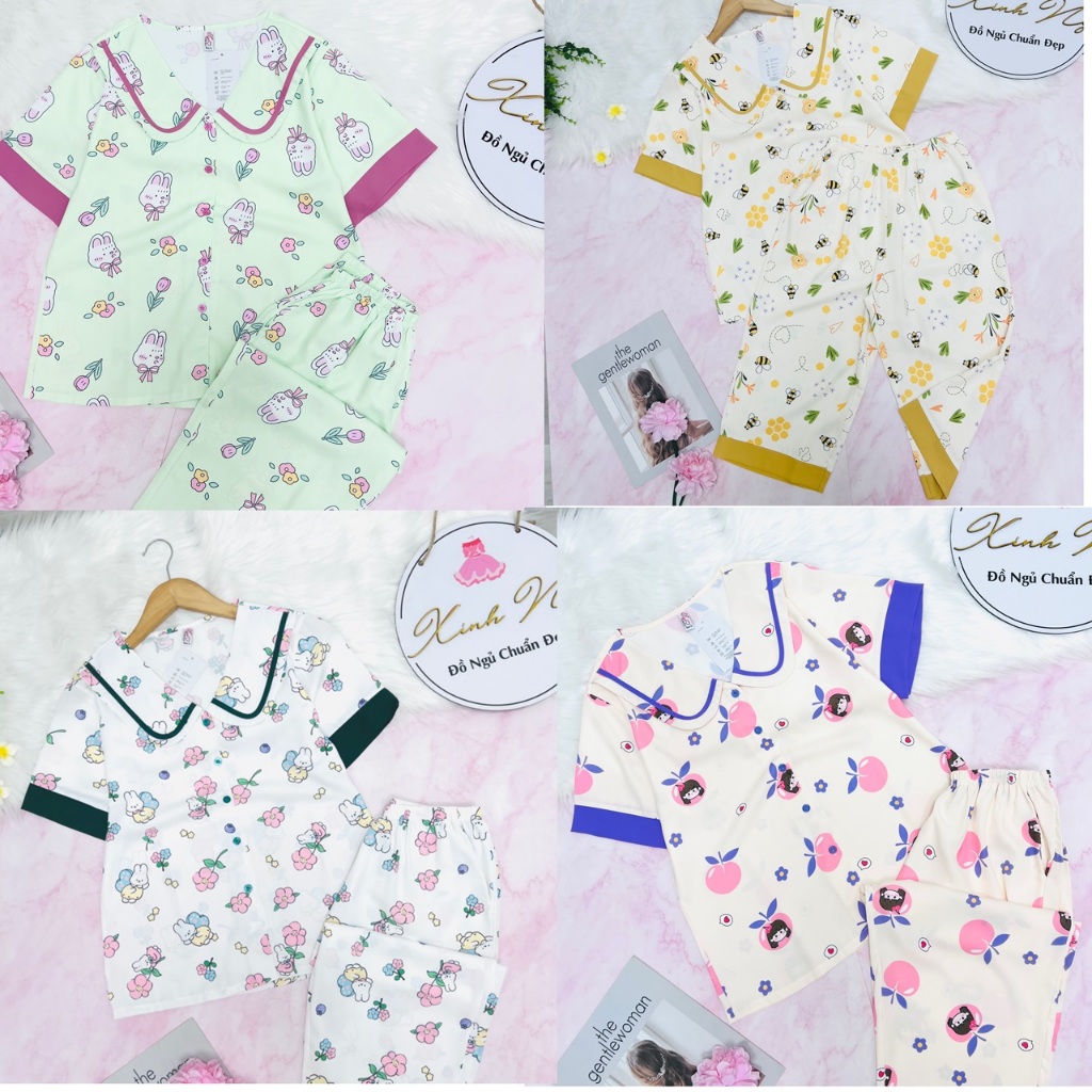 Pijama quần lửng tay ngắn lụa mango cao cấp siêu mướt tay