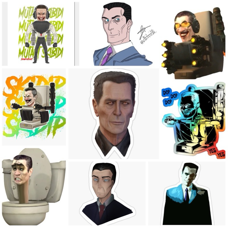 Sticker G man skibidi toilet 60 ảnh ép lụa khác nhau / hình dán G man game skibidi toilet