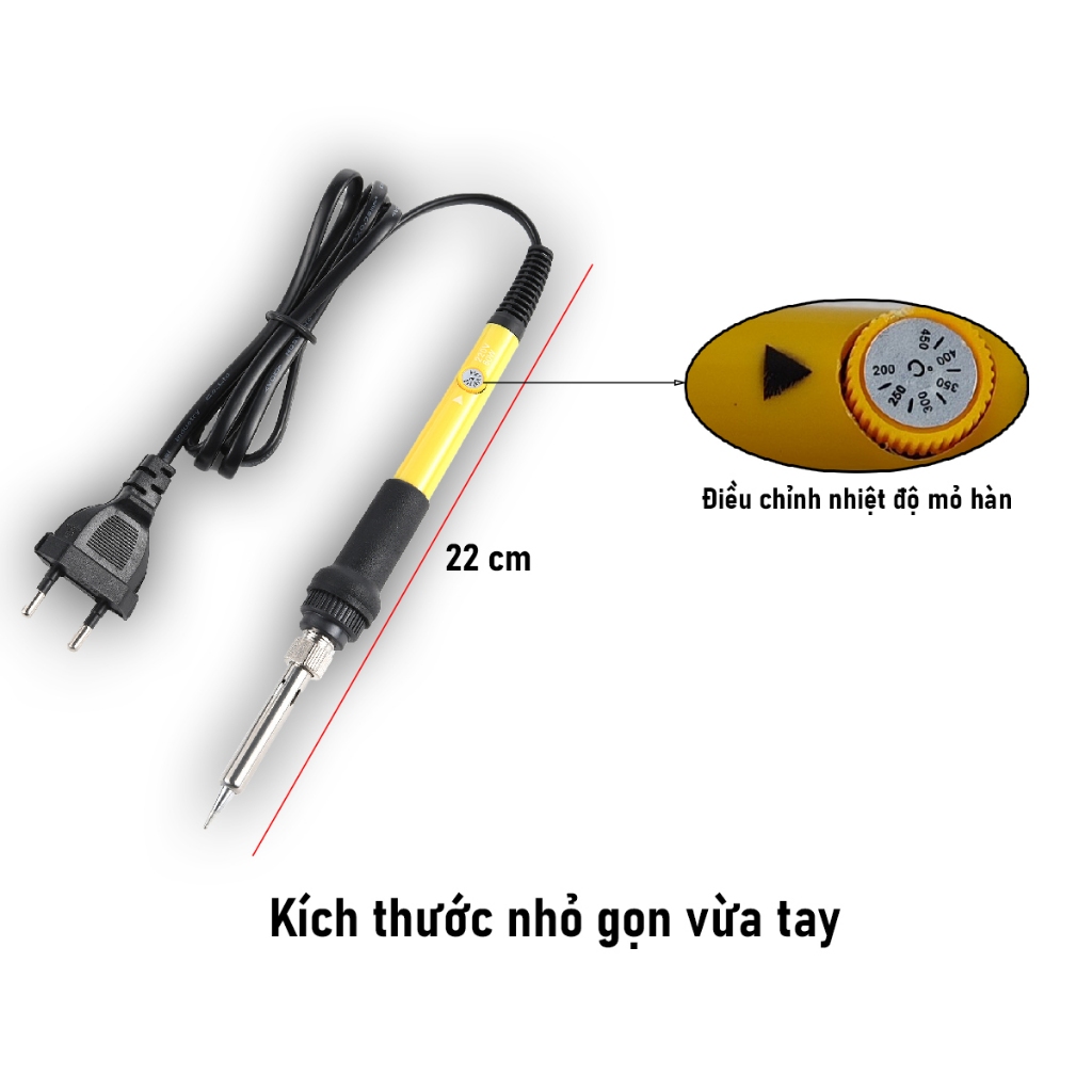 Mỏ hàn thiếc điều chỉnh nhiệt độ TP-006A  60W, tay hàn nhiệt + nhựa thông + thiếc hàn + 5 mũi hàn. Mỏ hàn nhỏ gọn.