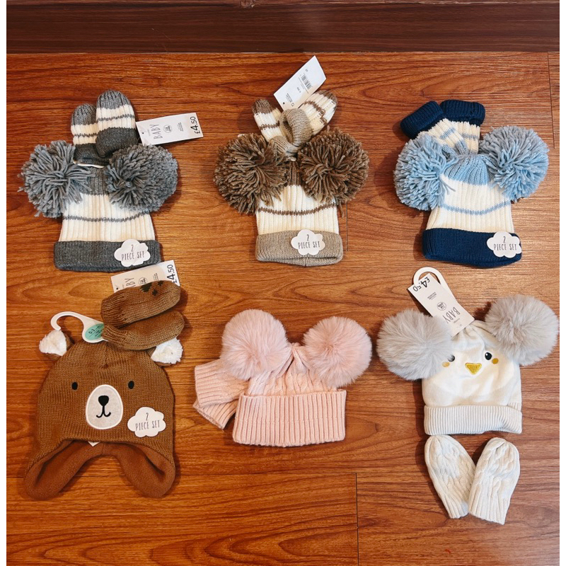 Set mũ len + bao tay cho bé 6-13kg hiệu Georg€ du xin