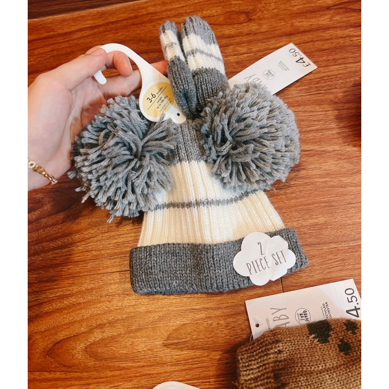 Set mũ len + bao tay cho bé 6-13kg hiệu Georg€ du xin