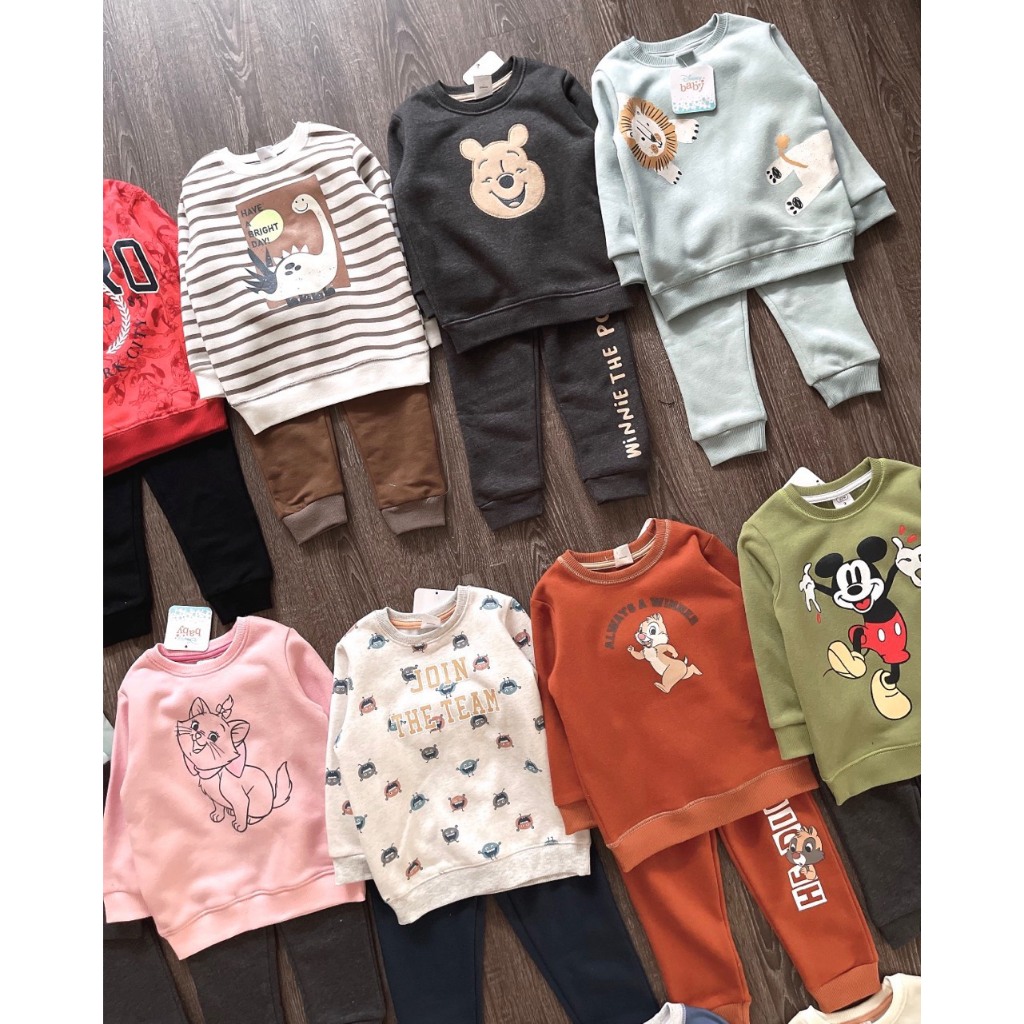(Ảnh thật) Bộ nỉ xuất dư Disney cho bé trai, bé gái từ 2-5 tuổi mẫu mới nhất