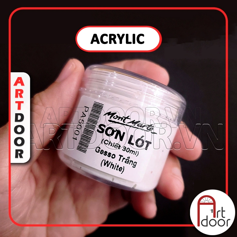 Lót Nền Acrylic MONT MARTE Gesso (chiết 30ml) giúp bám chắc, bền màu, dễ vẽ trên vải, nhựa, kính, gỗ, đá