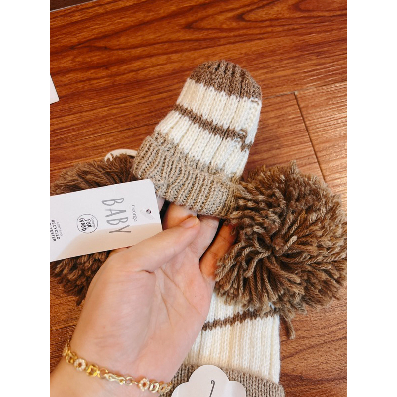 Set mũ len + bao tay cho bé 6-13kg hiệu Georg€ du xin