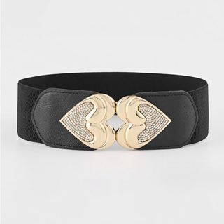Đai váy Belt chun co giãn Bản 6cm Mặt tim nạm đá H48