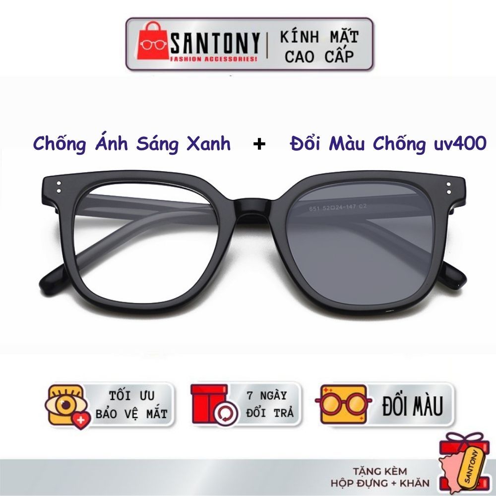 Kính Mát Đổi Màu Nam Nữ SANTONY Gọng Nhựa TR90 Cao Cấp Mắt Chống Tia UV Khi Ra Nắng -185HK2