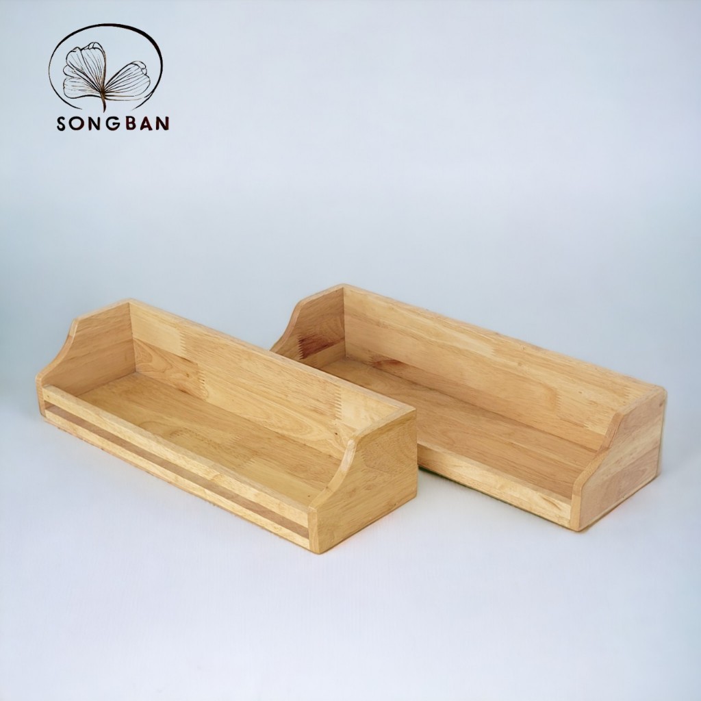 Kệ Gỗ Treo Tường Ngang 43.5cm Xinh Xắn Dùng Đựng Hũ Gia Vị, Treo Phòng Tắm, Đựng Đồ Ban Công, Ngoài Trời - Gỗ Song Bản
