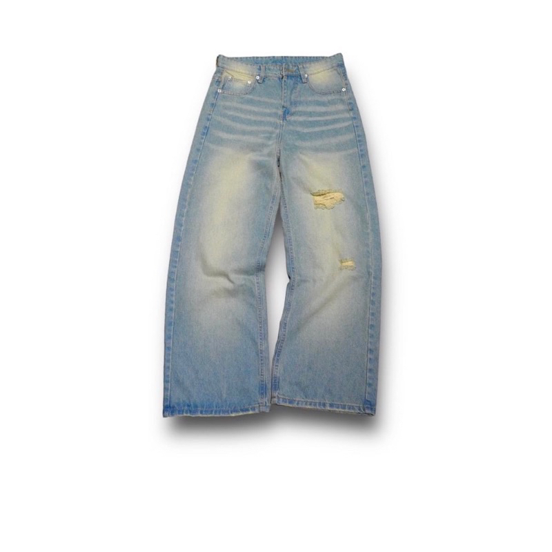 SKY BLUE - QUẦN JEANS WASH XANH NHẠT ỐNG RỘNG