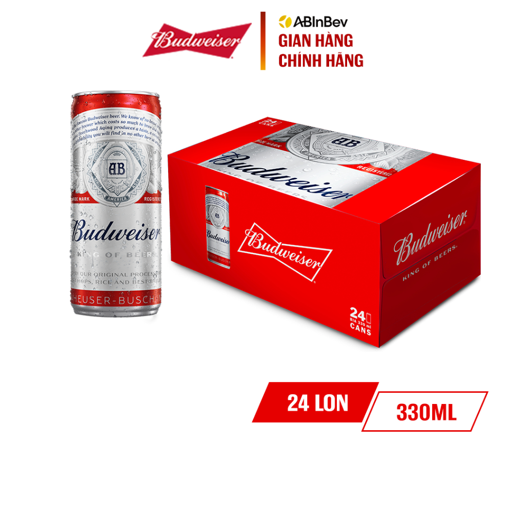   Thùng 24 Lon Bia Budweiser Chính Hãng  - Quà Tặng Không Bán