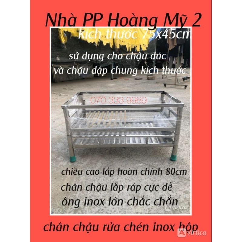 Chân chậu rửa chén bát Lắp Ráp tiện lợi inox hộp dày