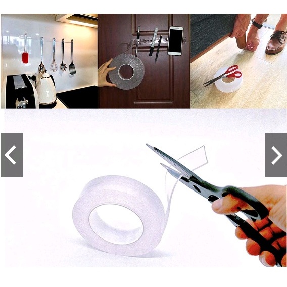 01 Băng dính 2 hai mặt nano keo dán trắng đa năng trong suốt dạng gel siêu dính