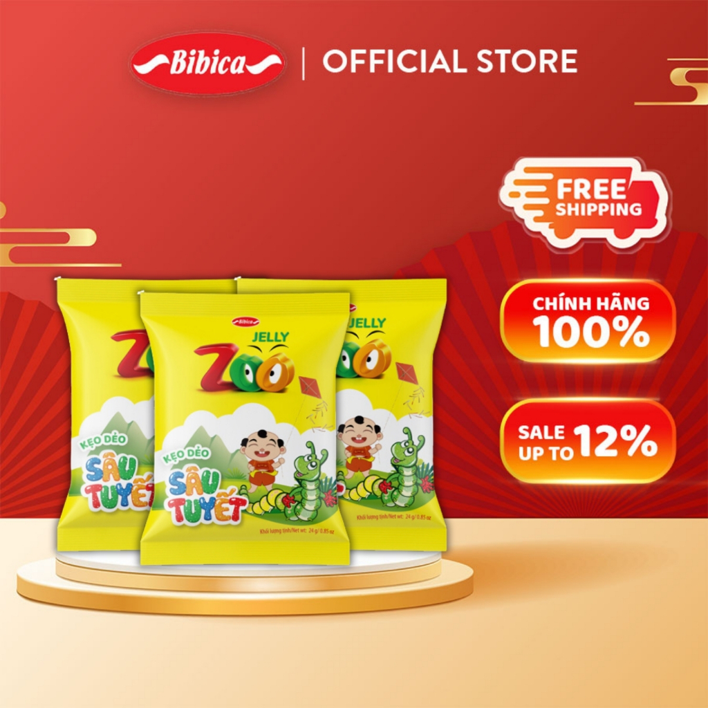 Combo 3 Kẹo Dẻo Zoo Sâu Tuyết Bibica 24g