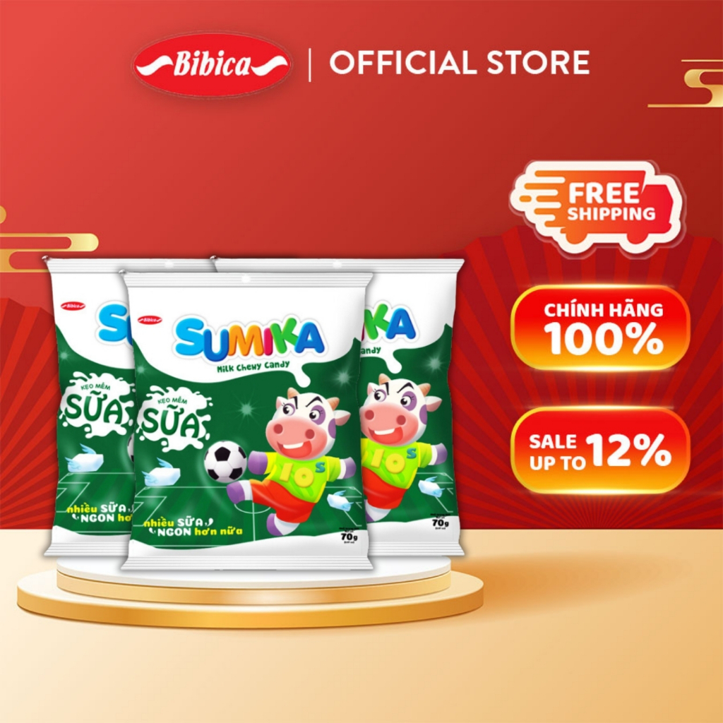 Combo 3 Kẹo Mềm Sumika Sữa Bibica 70g