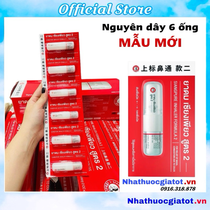Ống Hít Thông Mũi Thái Lan Siang Pure Inhaler Lẻ 1 Ống